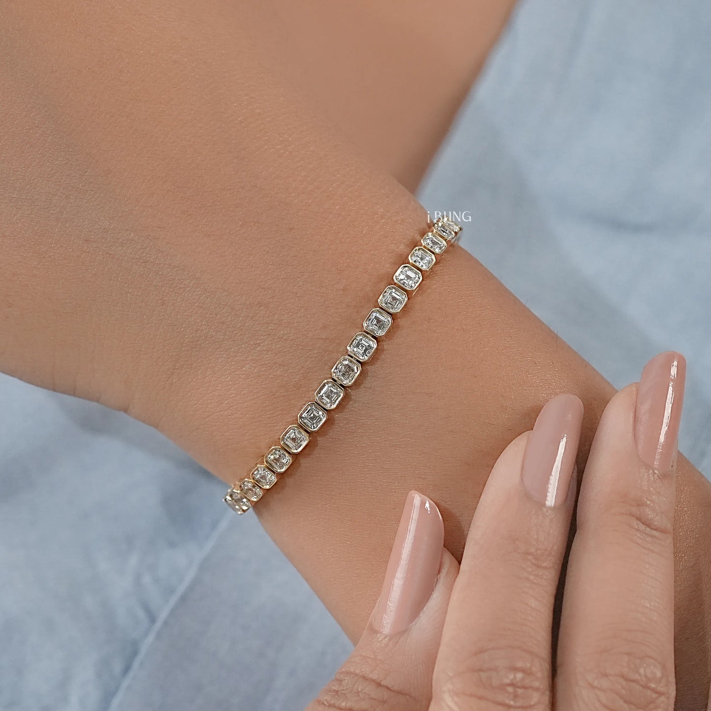 Asscher Cut Lab Diamond Bezel Set Tennis Bracelet Tennis Bracelet