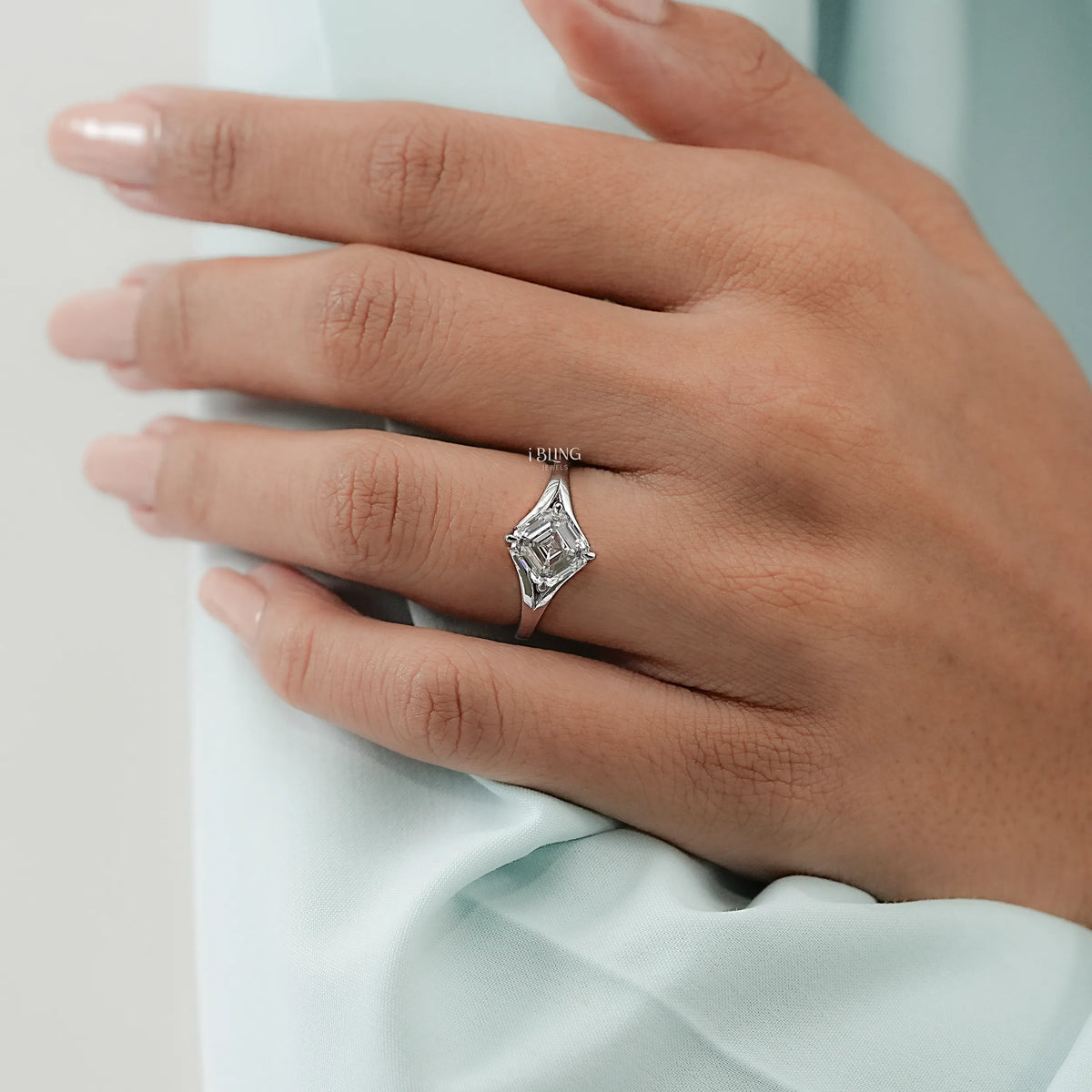 Asscher Lab Grown Diamond Solitaire Engagement Ring