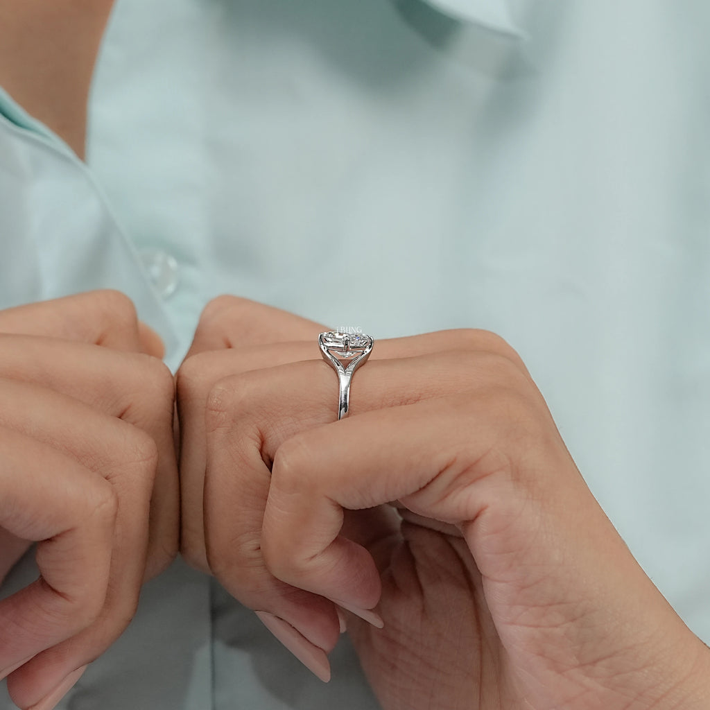Asscher Lab Grown Diamond Solitaire Engagement Ring