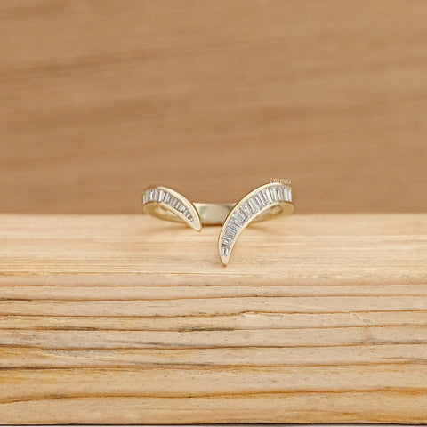 Baguette Diamond Channel Set V Shape Wedding Band
