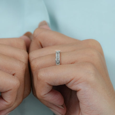Baguette Cut Lab Diamond Full Eternity Wedding Band