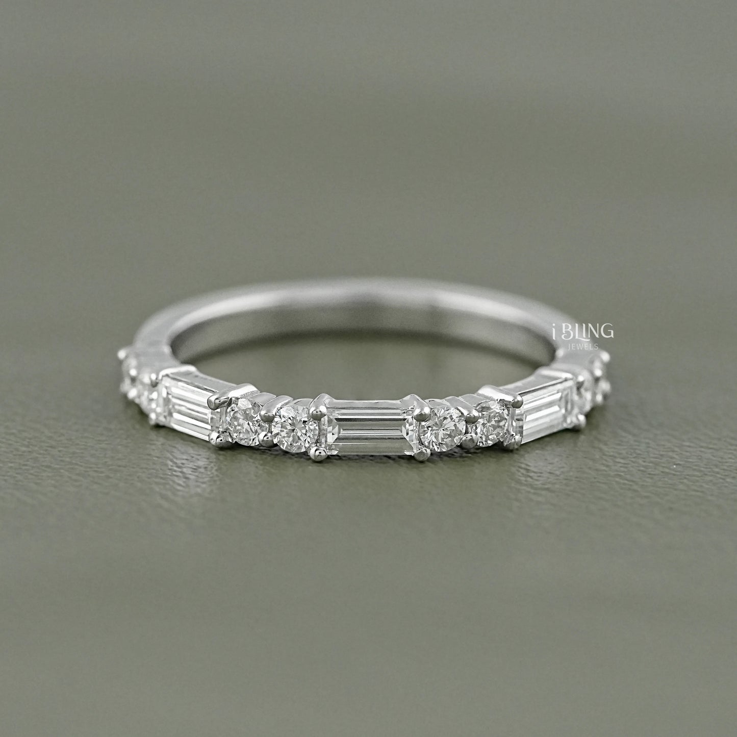 Baguette And Round Diamond East West Set Band