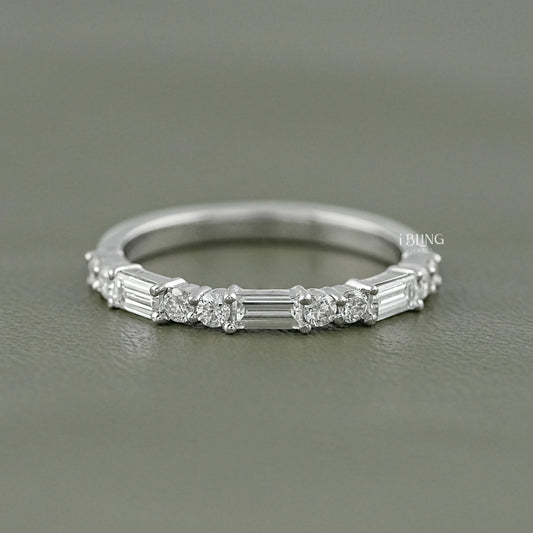 Baguette And Round Diamond East West Set Band