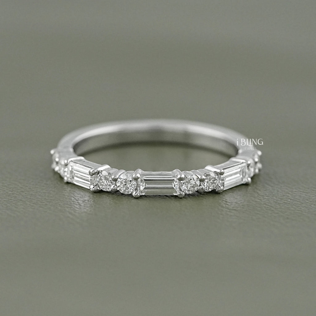 Baguette And Round Diamond East West Set Band