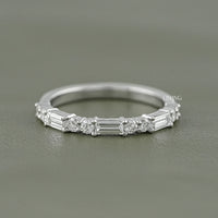 Baguette And Round Diamond East West Set Band