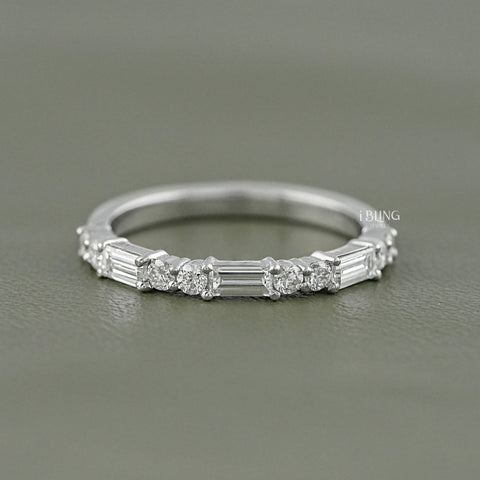 Baguette And Round Diamond East West Set Band