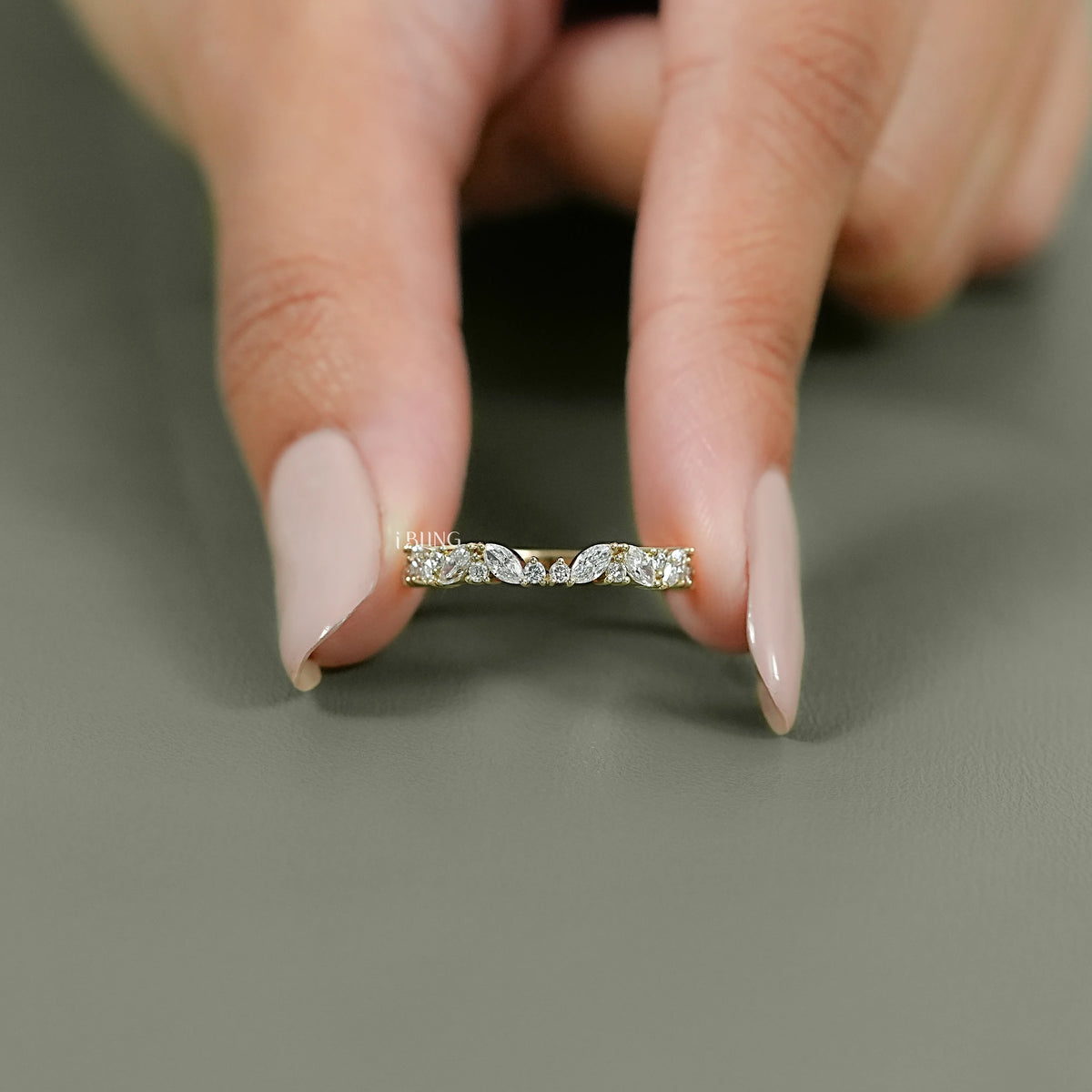 Marquise & Round Lab Diamond Eternity Wedding Band
