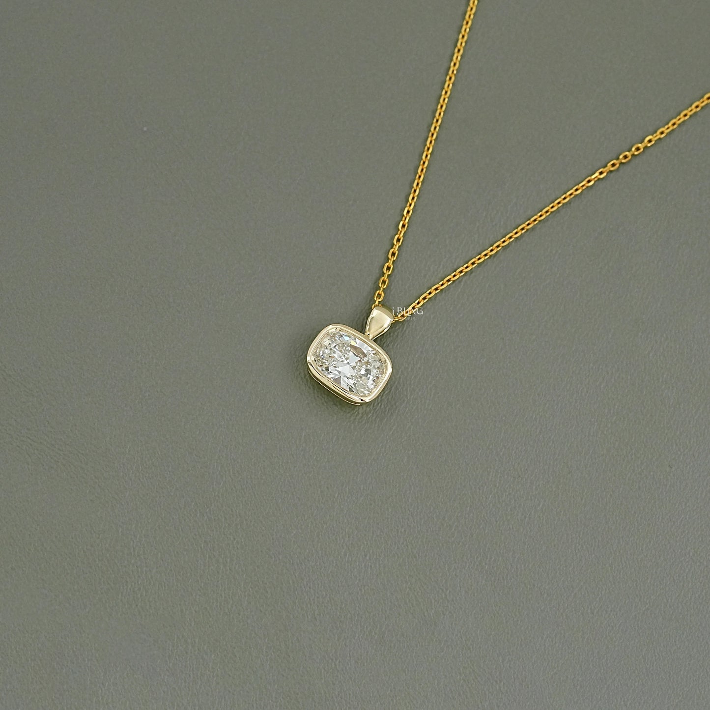 Cushion Cut Lab Diamond Bezel Set Wedding Necklace
