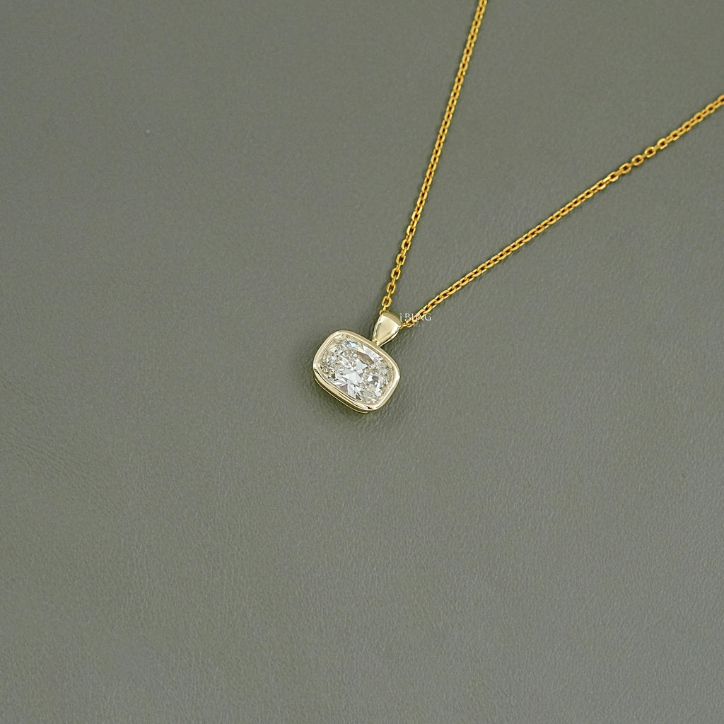 Cushion Cut Lab Diamond Bezel Set Wedding Necklace