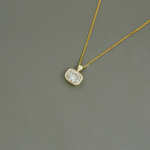 Cushion Cut Lab Diamond Bezel Set Wedding Necklace