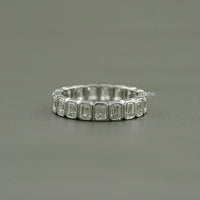 Emerald Cut Lab Diamond Bezel Set Full Eternity Band