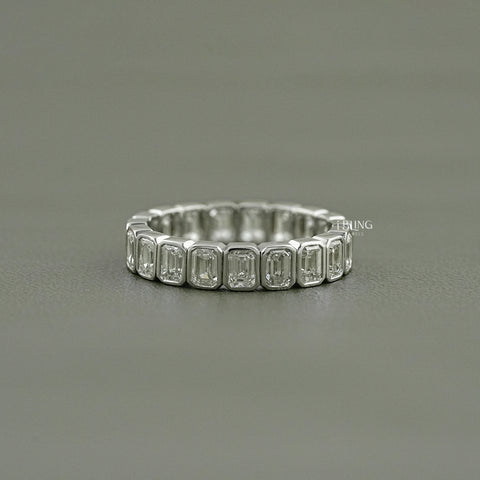 Emerald Cut Lab Diamond Bezel Set Full Eternity Band