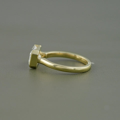 Radiant Cut East West Half Bezel Set Engagement Ring