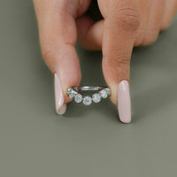 Round Cut Lab Diamond Bezel Set Curved Wedding Band