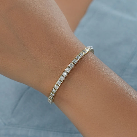 Princess Lab Diamond Bezel Set Tennis Bracelet