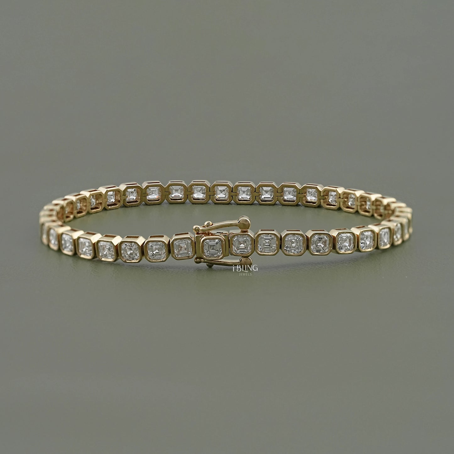 Asscher Cut Lab Diamond Bezel Set Tennis Bracelet Tennis Bracelet