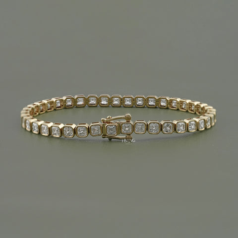 Asscher Cut Lab Diamond Bezel Set Tennis Bracelet