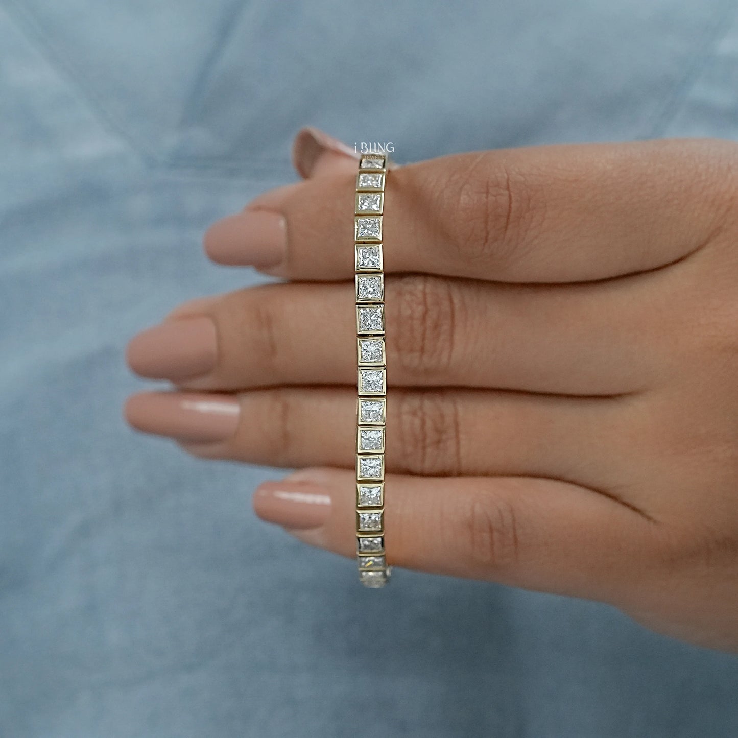 Princess Lab Diamond Bezel Set Tennis Bracelet