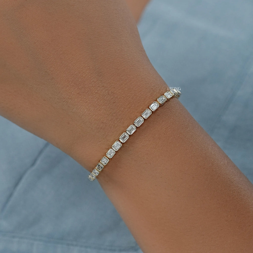 Emerald Cut Lab Grown Diamond Tennis Bracelet