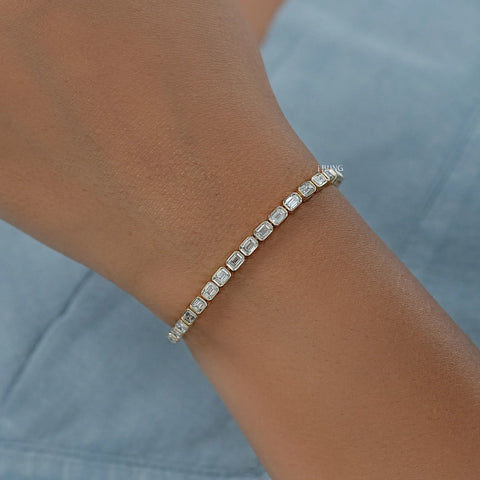 Emerald Cut Lab Grown Diamond Tennis Bracelet