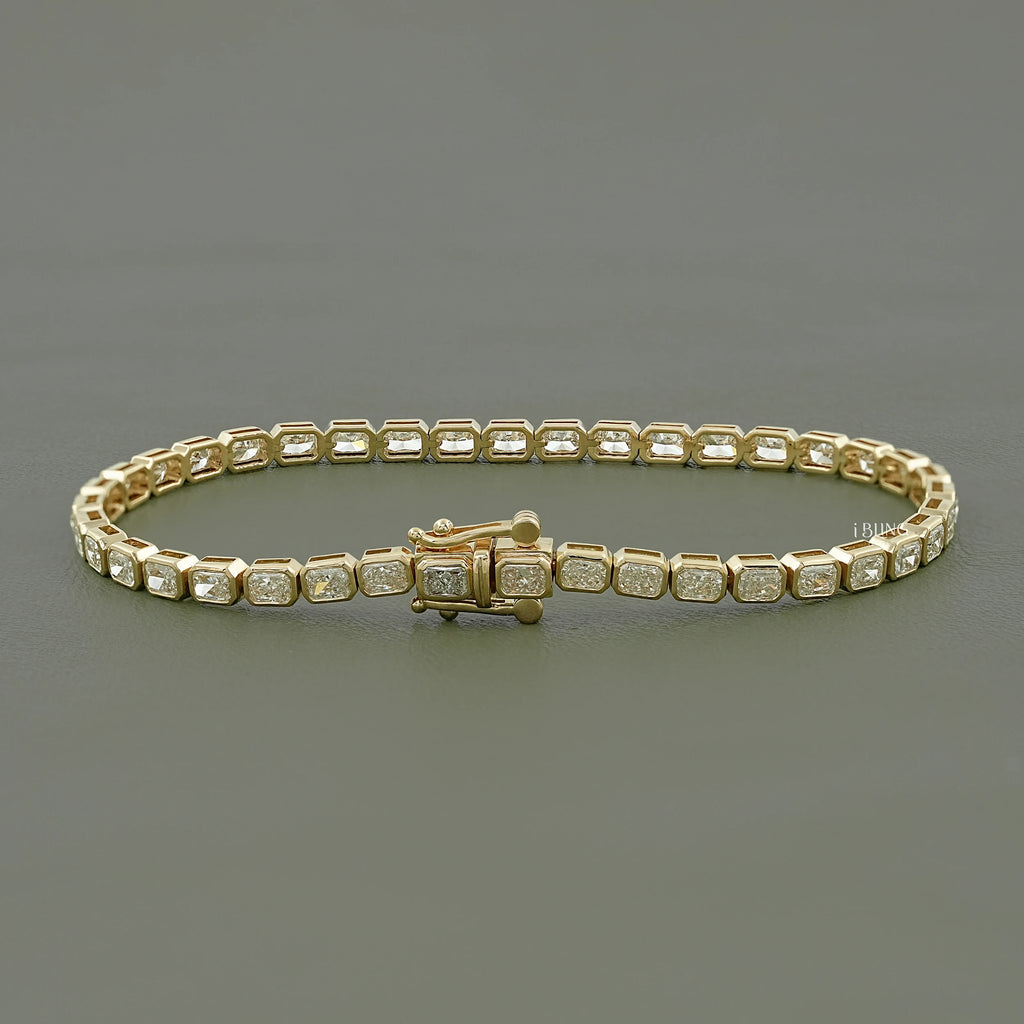 Bezel Set Radiant Cut Lab Diamond Tennis Bracelet