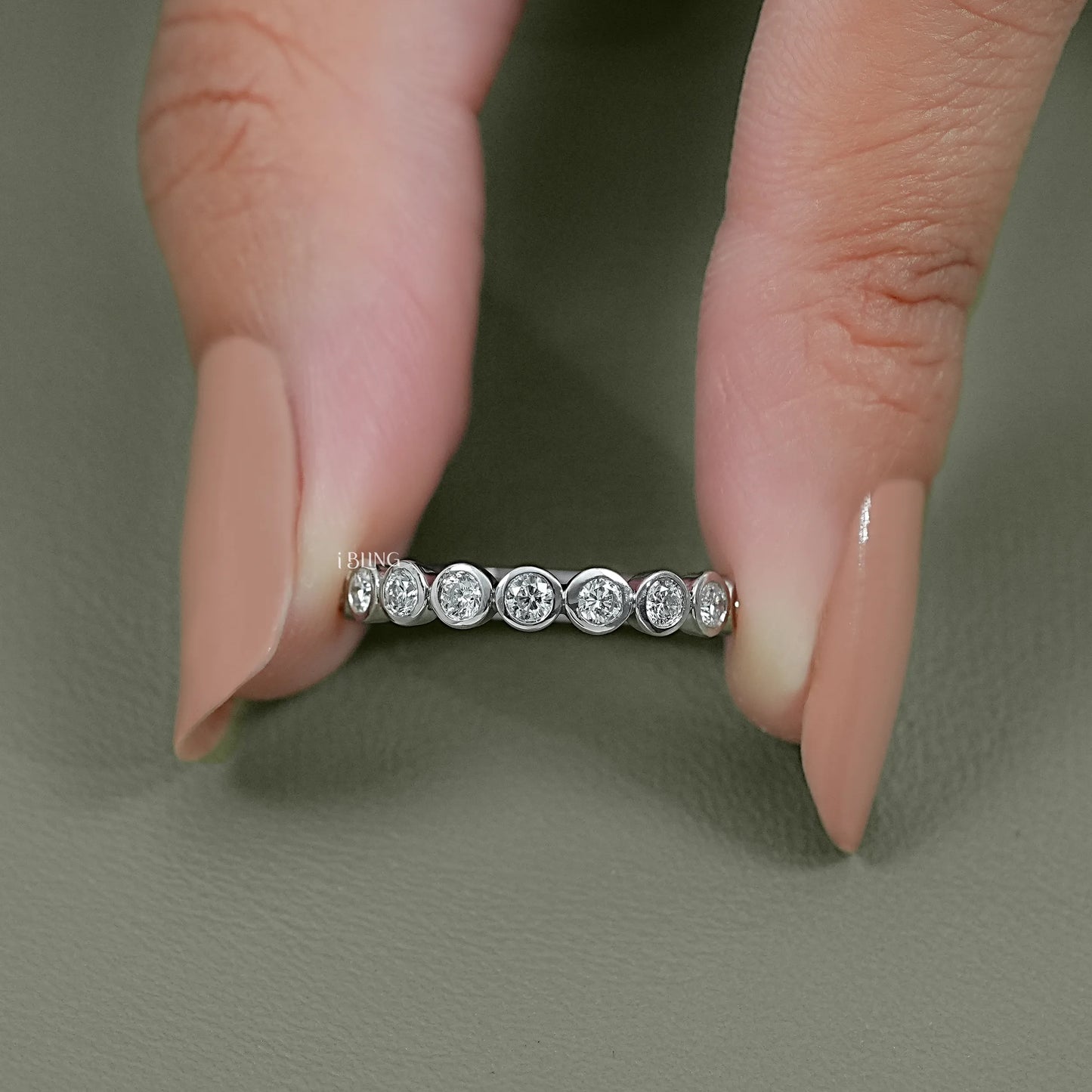 Bezel Set Lab Grown Diamond Half Eternity Band Band