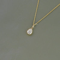 Pear Cut Lab Diamond Bezel Set Solitaire Necklace