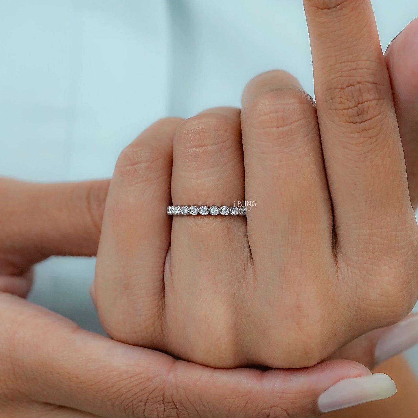 Bezel Set Round Cut Lab Diamond Wedding Band