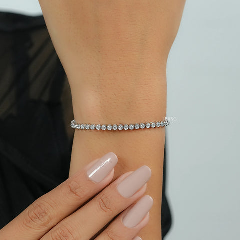 Bezel Set Round Lab Grown Diamond Tennis Bracelet