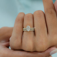 Oval Cut Lab Diamond Solitaire Accent Bridal Ring Set
