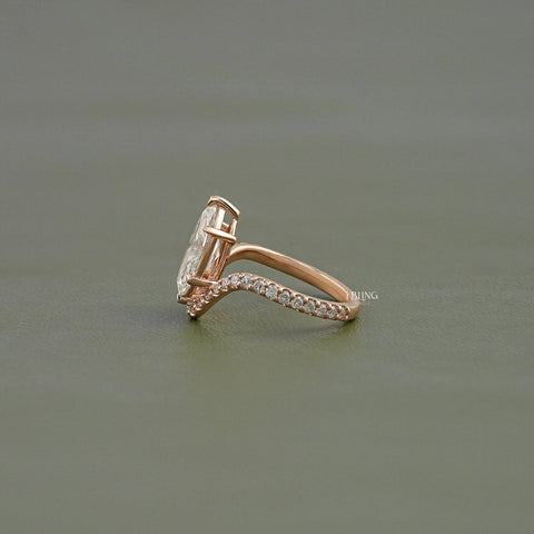 Marquise Cut Lab Diamond Solitaire Accent Ring