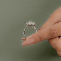 Oval Diamond Halo Solitaire Engagement Ring