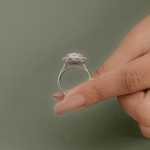 Oval Diamond Halo Solitaire Engagement Ring