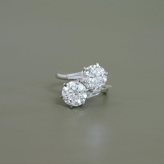 Round Lab Diamond Bypass Engagement Ring