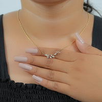 Marquise Cut Lab Diamond Floral Leaf Necklace