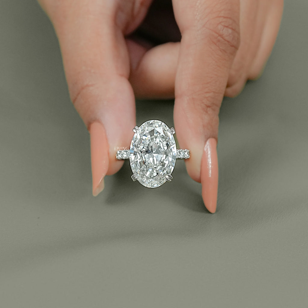 Oval Cut Hidden Halo Accent Diamond Eternity Ring