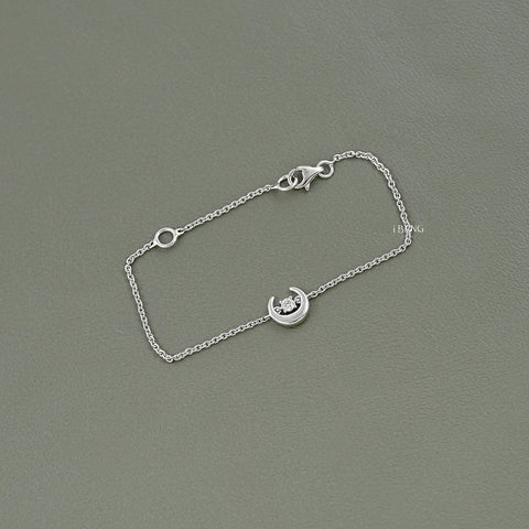 Half Moon Shape Round Cut Lab Diamond Bracelet