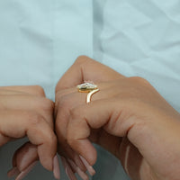 Rose Cut Elongated Cushion Curved Engagement Ring