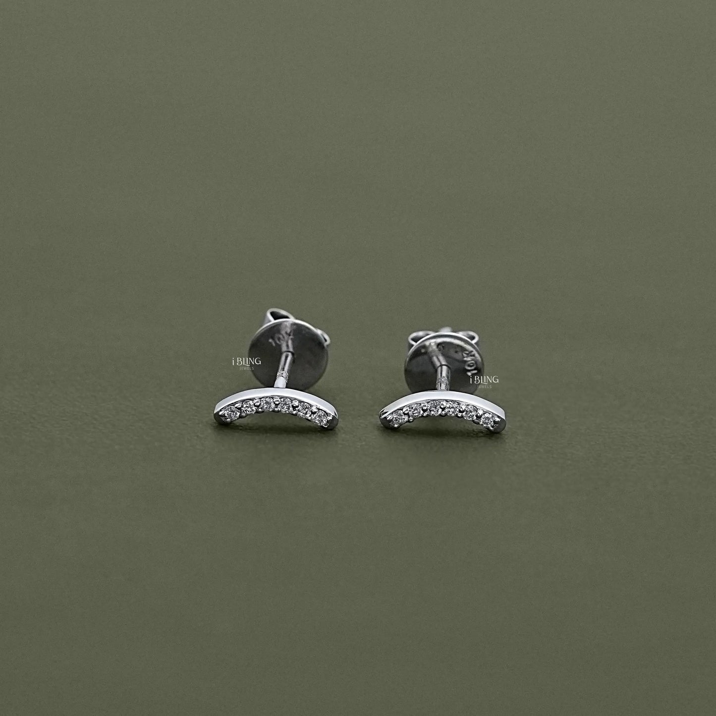 iBling Jewels Curved Bar Round Diamond Stud Earrings, refined jewelry crafted for modern women