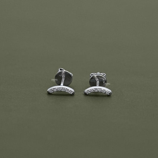 iBling Jewels Curved Bar Round Diamond Stud Earrings, refined jewelry crafted for modern women