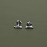 Curved Bar Round Diamond Stud Earrings