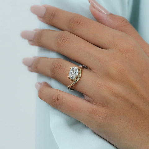 East West Oval Lab Diamond Solitaire Ring