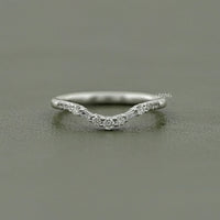 Baguette & Round Lab Diamond Curved Wedding Band