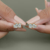 Cushion And Heart Cut Diamond Toi Et Moi Stud Earring