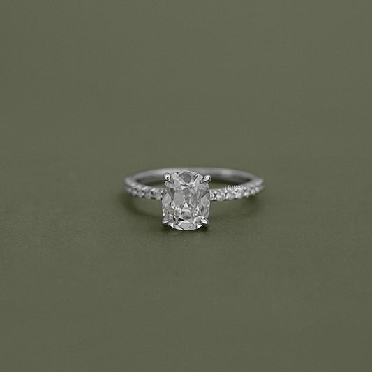 Elongated Cushion Diamond Engagement Ring