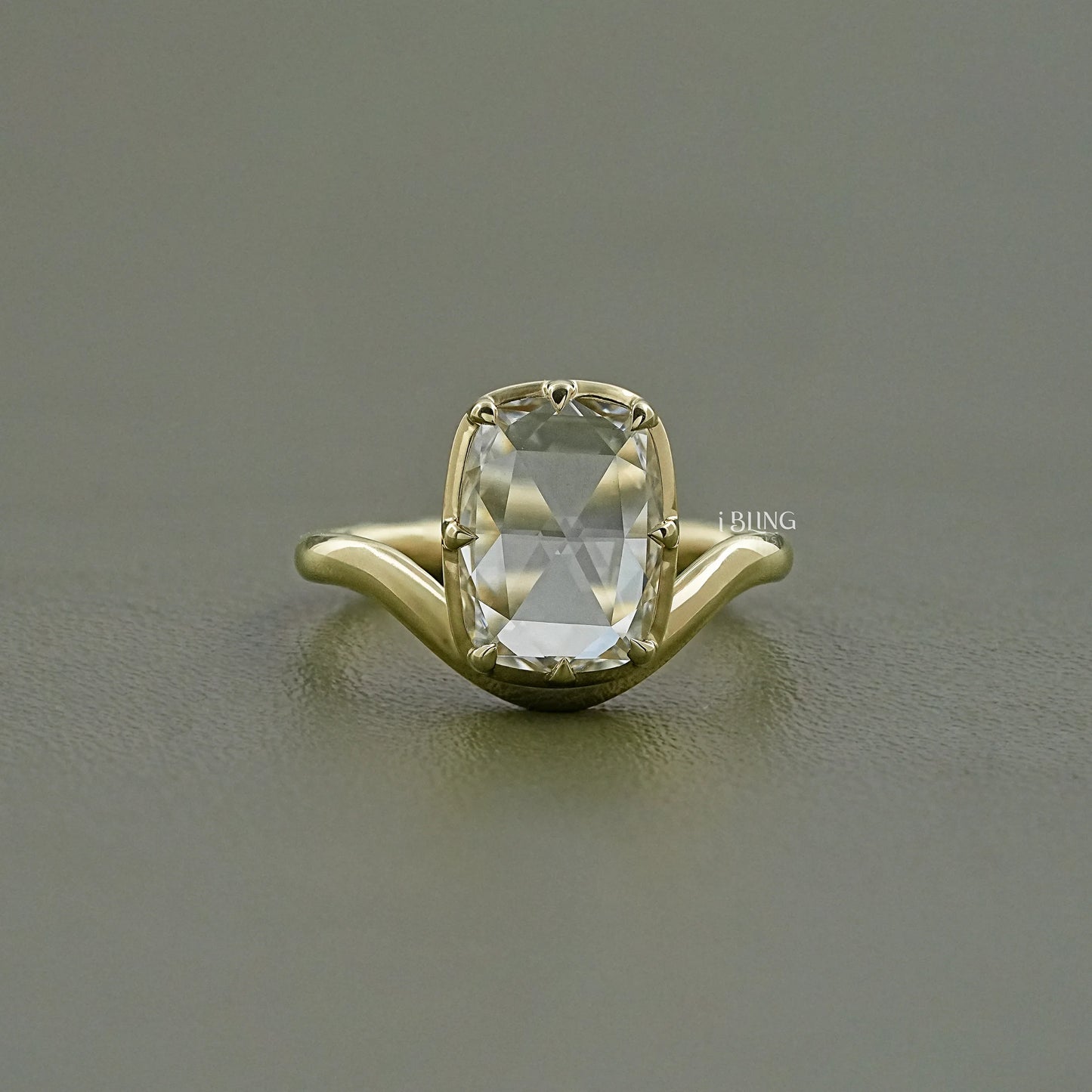 Rose Cut Elongated Cushion Curved Engagement Ring Band