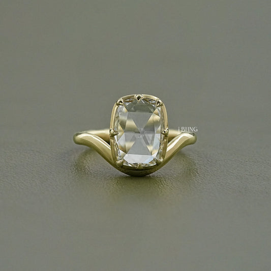 Rose Cut Elongated Cushion Curved Engagement Ring Band