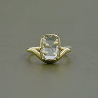 Rose Cut Elongated Cushion Curved Engagement Ring