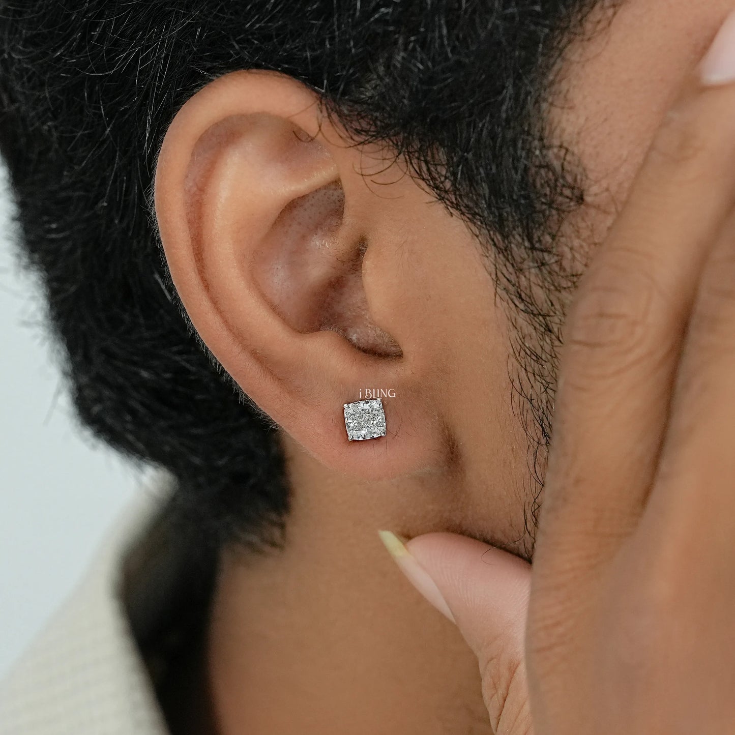 Cushion Cut Lab Diamond Push Back Stud Earrings