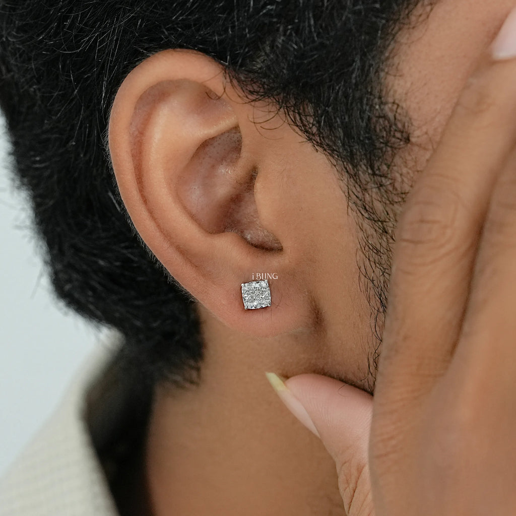 Cushion Cut Lab Diamond Push Back Stud Earrings